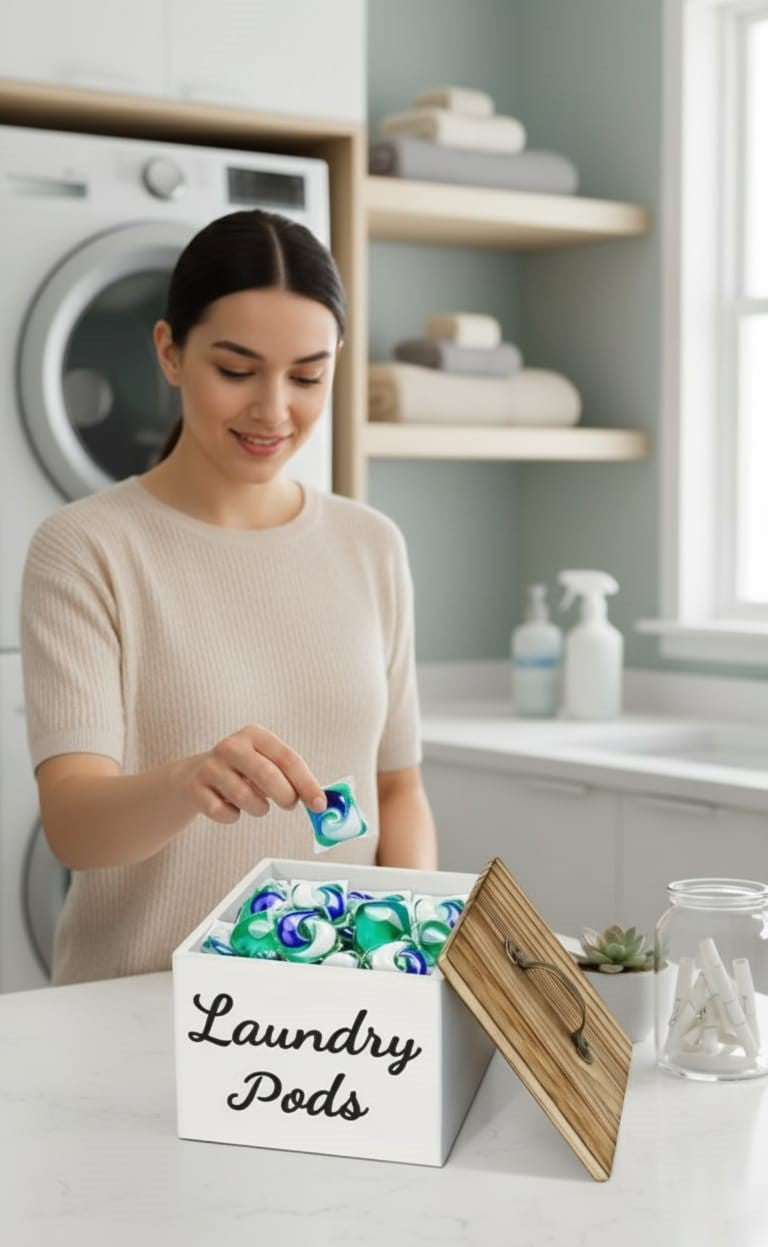 Wooden Laundry Room Storage Box