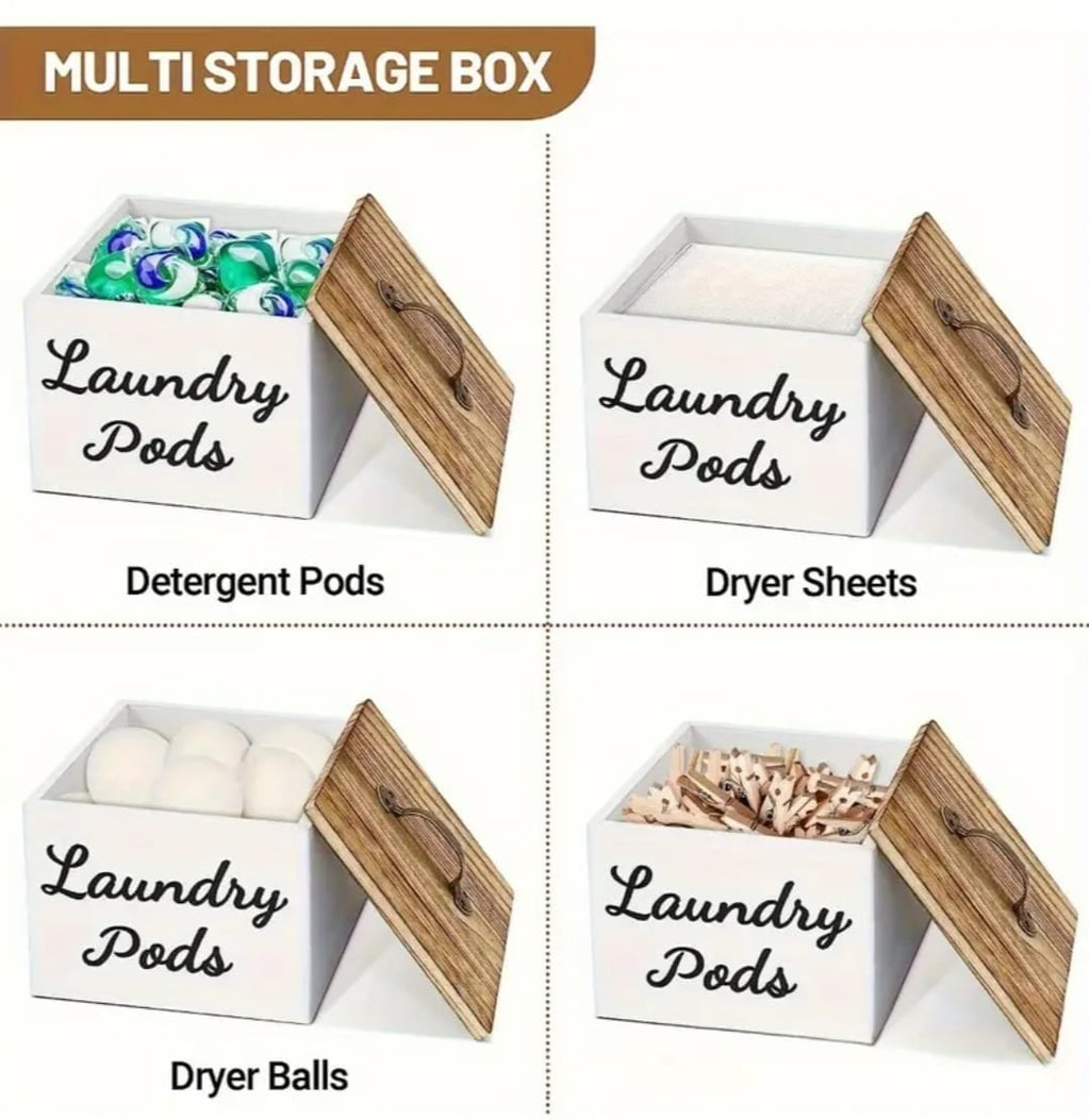 Wooden Laundry Room Storage Box